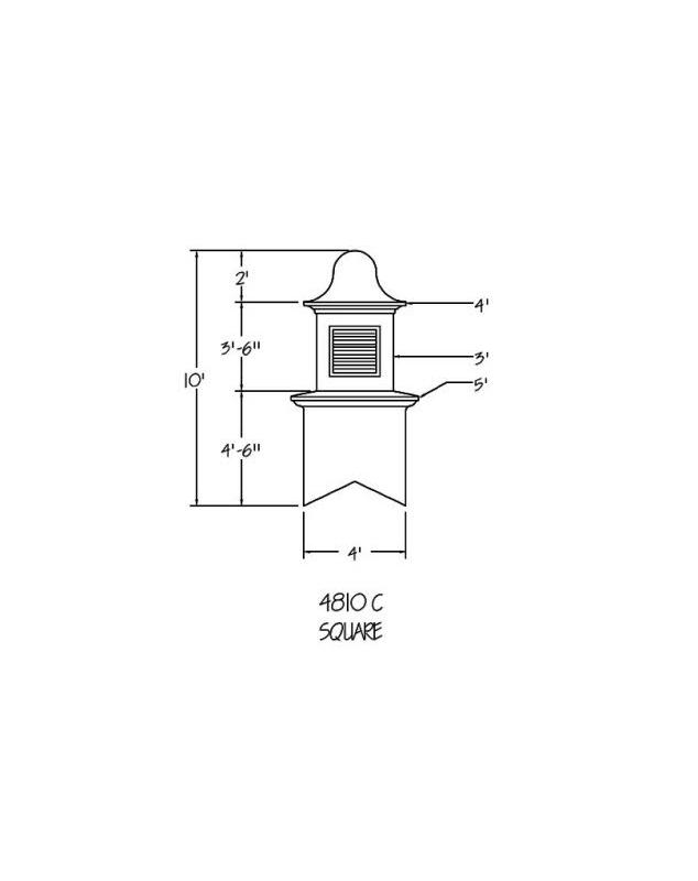 Fiberglass Cuploa 10 ft Click Photo cupola different configurations Standard
