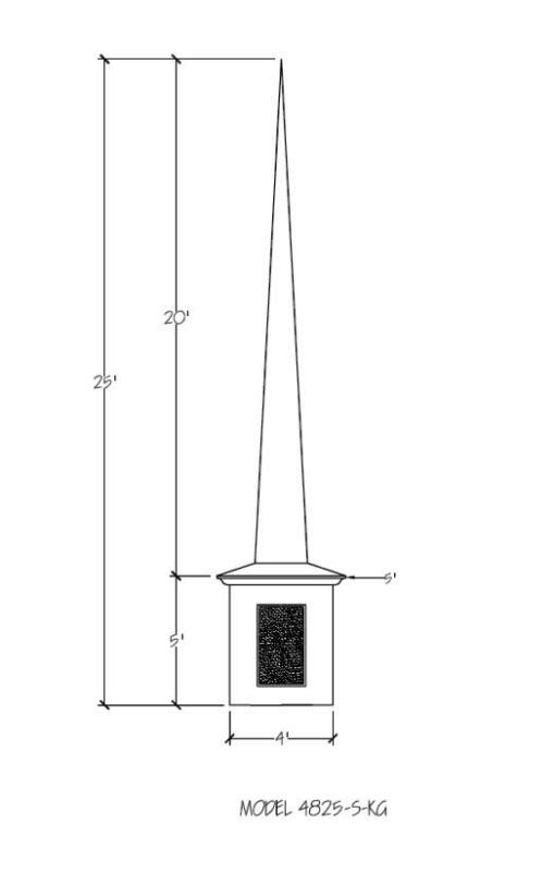Fiberglass Steeple   Height 25 ft Durable White Gel Coat Finish (Colors Available)