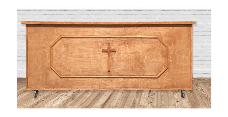 Large Portable Baptistry with Wood Cabinet, Top and Steps (Wheels Included)