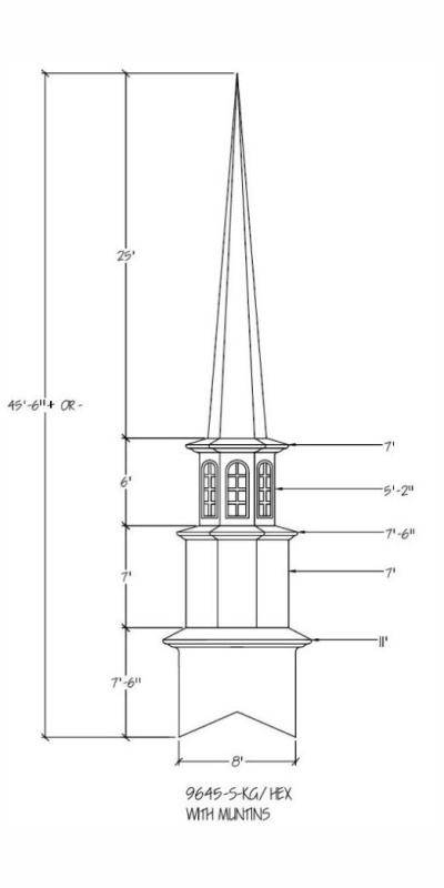 Fiberglass Steeple   Height 45 ft Durable White Gel Coat Finish (Colors Available)