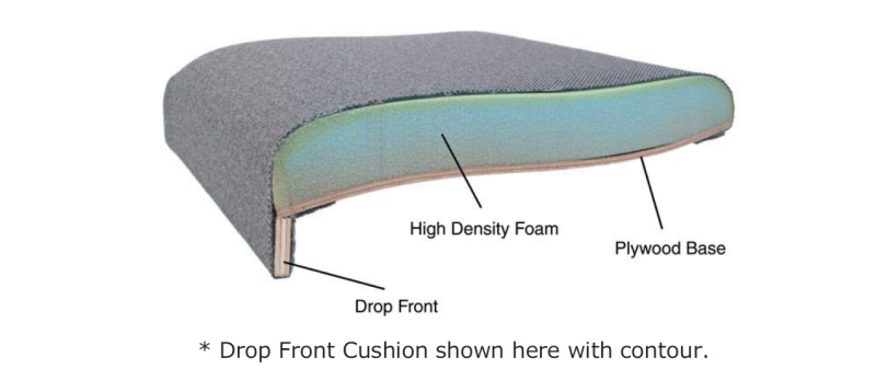 Drop Front Pew Cushion (per foot) Contoured