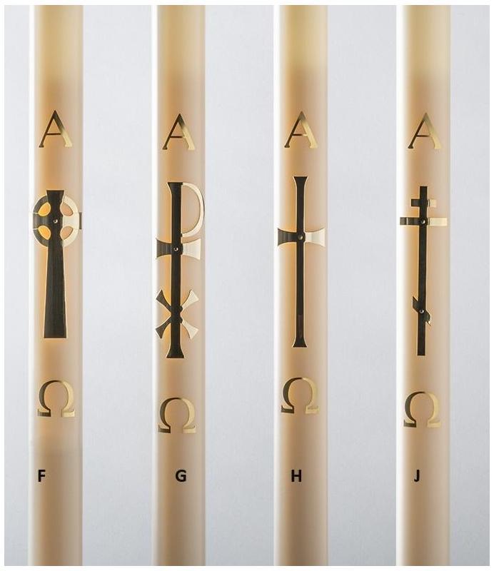 Refillable Paschal Candle Brass Cross Design