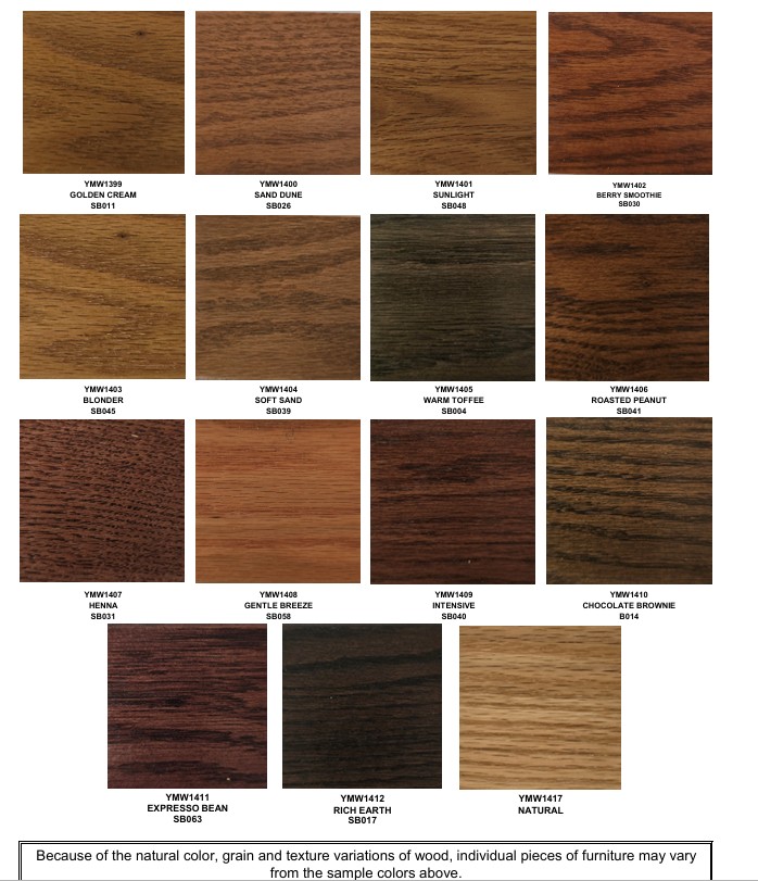 Available stain options for wood church furnishings