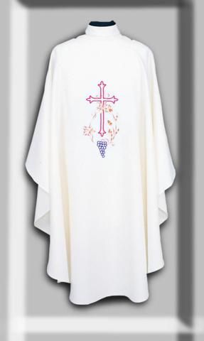 Cross Wheat Grapes Chasuble In Liturgical Colors