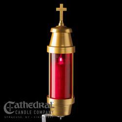 Cemetery Memorial Light Candle Holder Offset Spike RED/GOLD