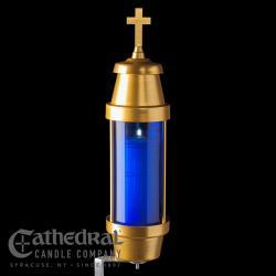Cemetery Candle Holder with Offset Spike BLUE/ GOLD