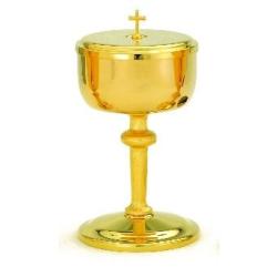 Gold Ciborium With Lid 8- inch High Host Capacity 175