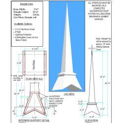 Fiberglass Church Steeple Height 20 Foot Tall with 5 ft Base